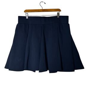 Elhoffer Essentials Pleated Skater Skirt Size 3XL Navy Ponte Elastic Waistband